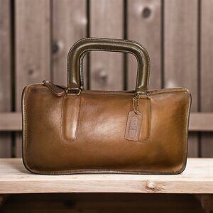 VTG Coach Slim Compact Satchel 9425 Tabac Leather Brass Early 80s NYC Made Bag